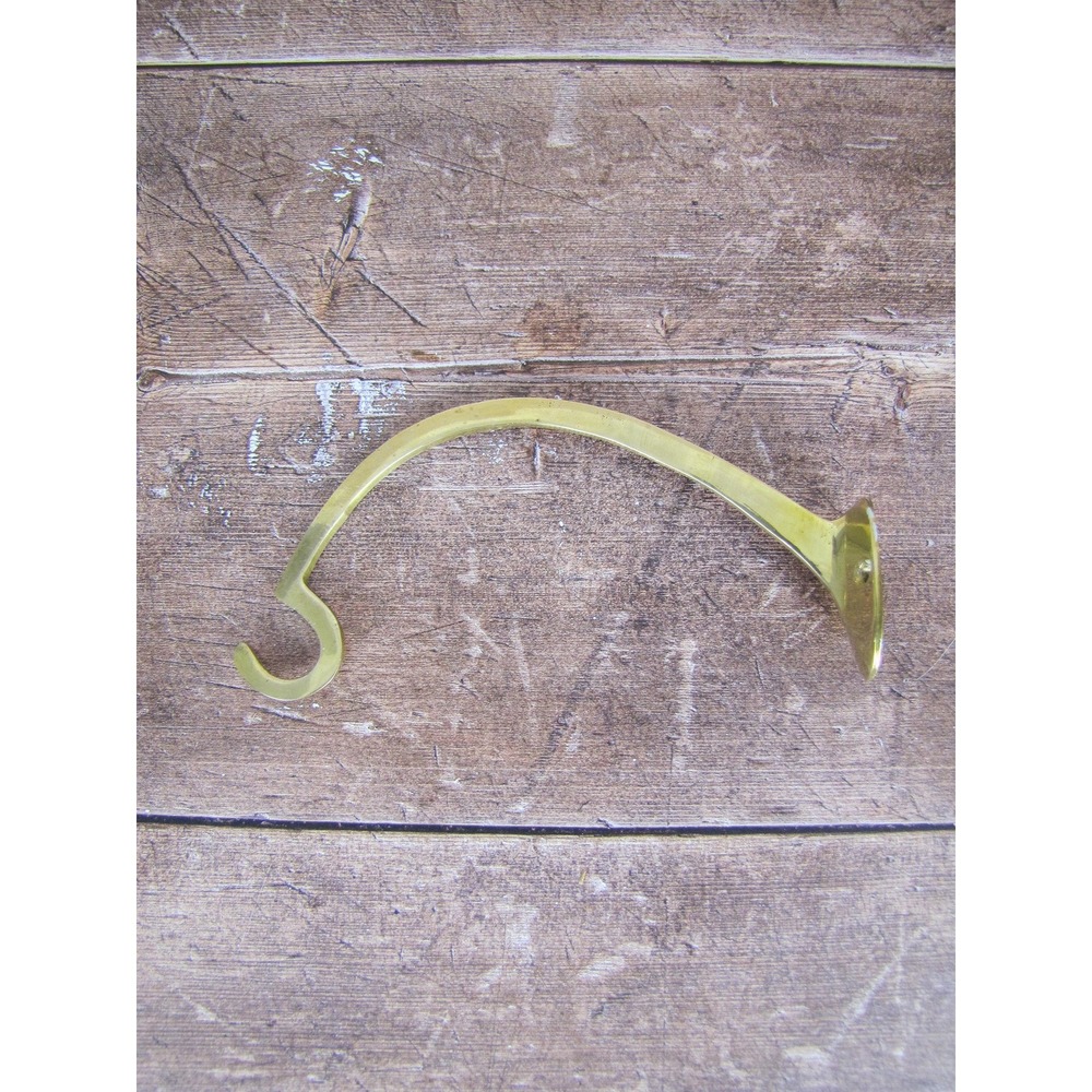 Vintage Curved Brass Wall Hook - Gold Brass Wall mounted coat hook - Picture 6 of 9